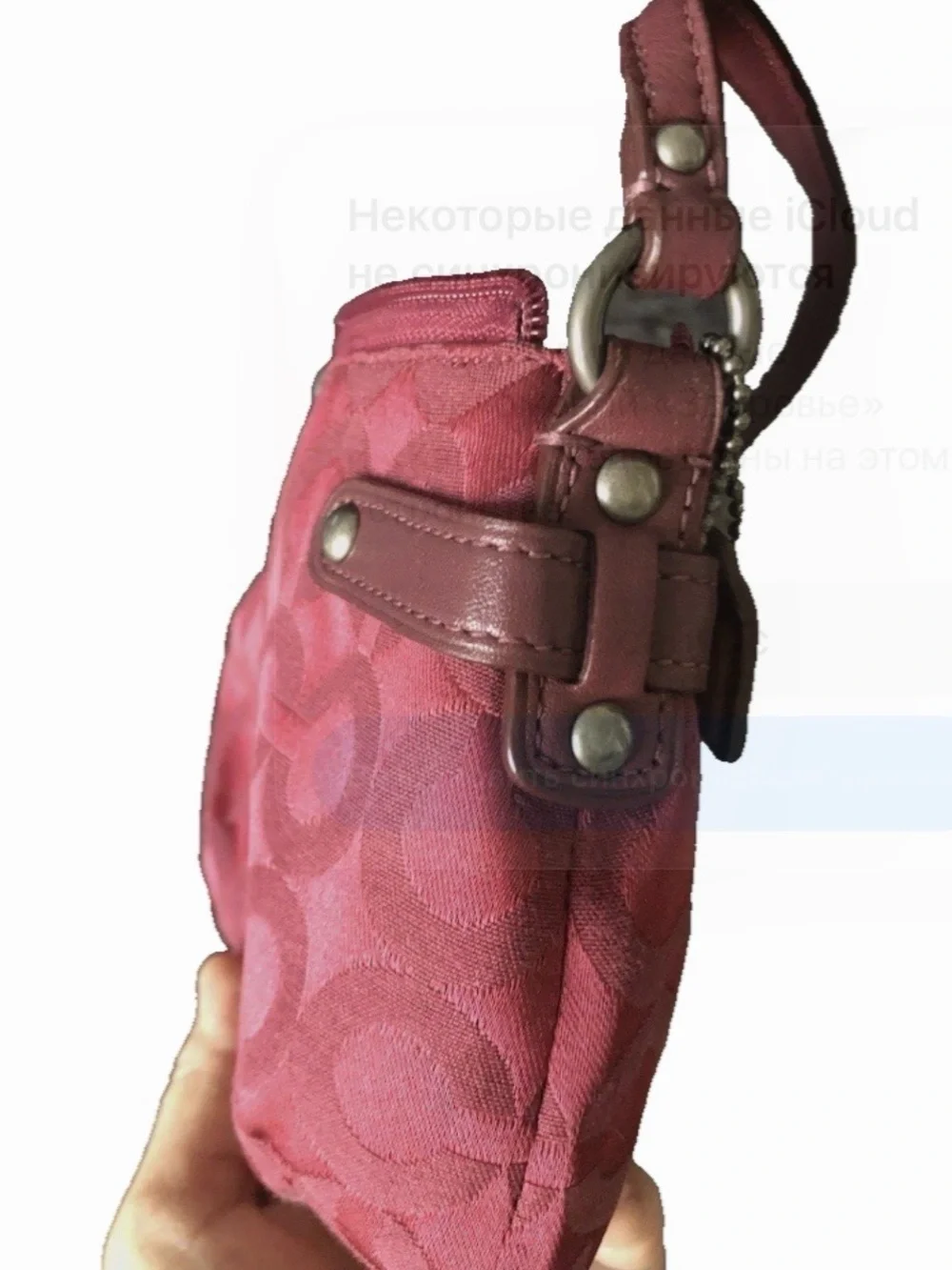 VTG Coach Y2K 90s Burgundy Canvas Mini Shoulder Bag Purse Handbag